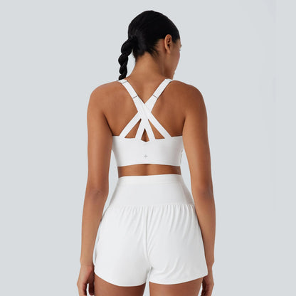 Halara Speedwave Medium Support Push up Crisscross Backless Zipper Adjustable Buckle Quick Dry Running Sports Bra #Summervibes