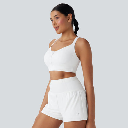 Halara Speedwave Medium Support Push up Crisscross Backless Zipper Adjustable Buckle Quick Dry Running Sports Bra #Summervibes