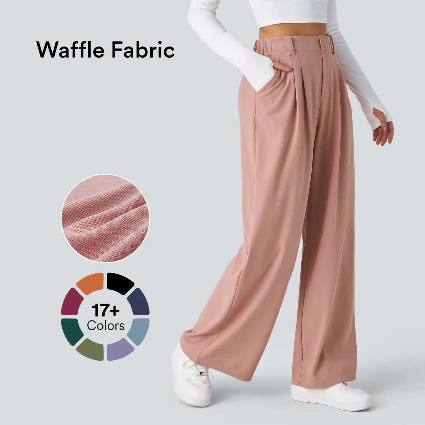 【Creator’S Pick】Halara Flex High Waisted Pocket Wide Leg Waffle Work Pants#Tiktokshopspringglowup