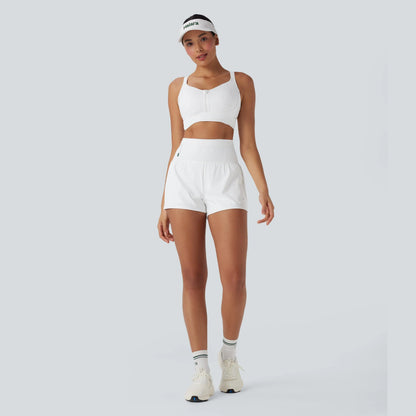 Halara Speedwave Medium Support Push up Crisscross Backless Zipper Adjustable Buckle Quick Dry Running Sports Bra #Summervibes