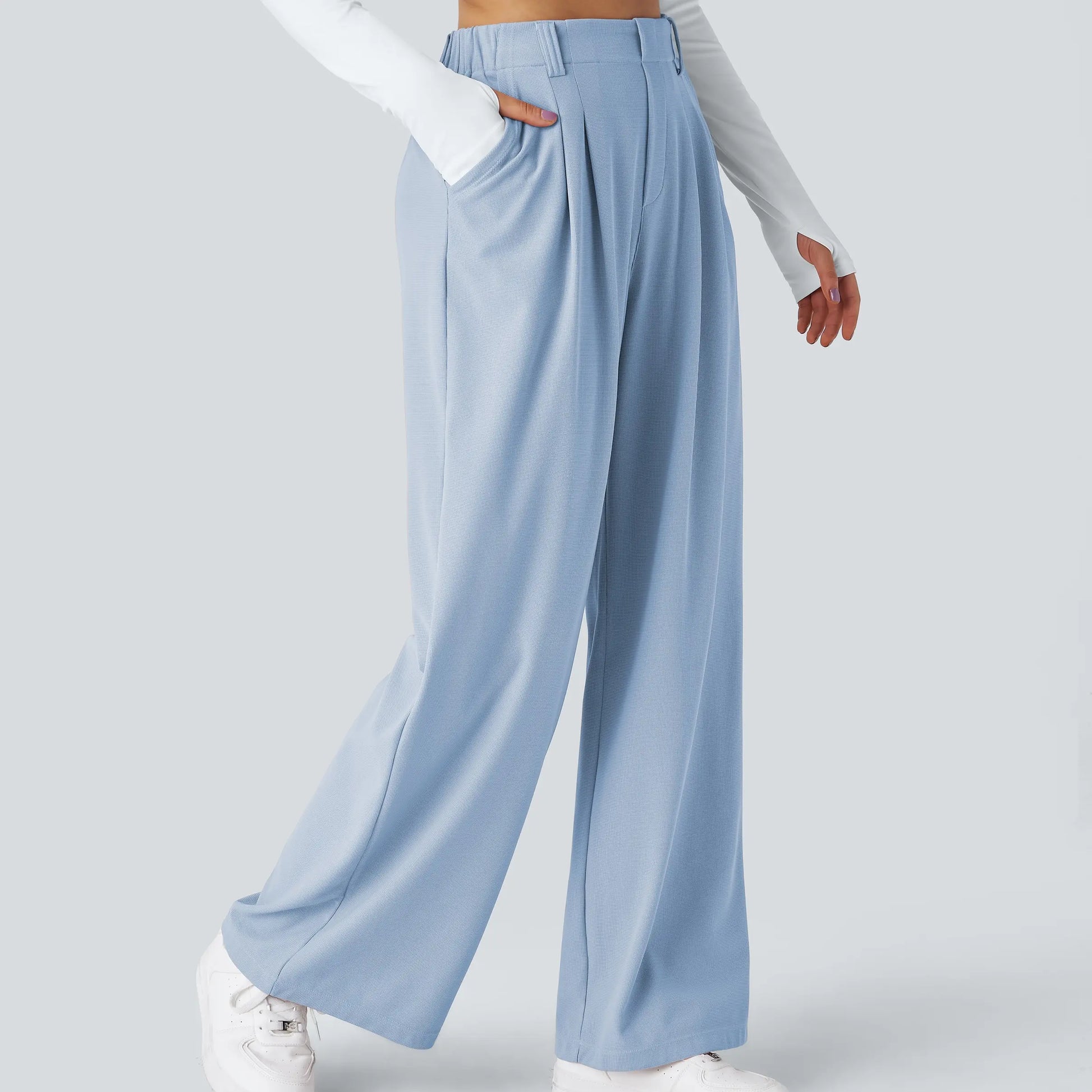 【Creator’S Pick】Halara Flex High Waisted Pocket Wide Leg Waffle Work Pants#Tiktokshopspringglowup