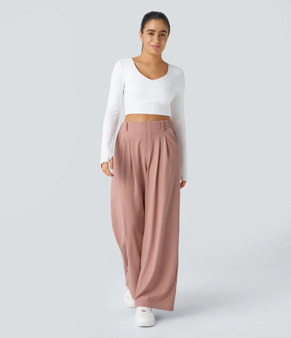 【Creator’S Pick】Halara Flex High Waisted Pocket Wide Leg Waffle Work Pants#Tiktokshopspringglowup