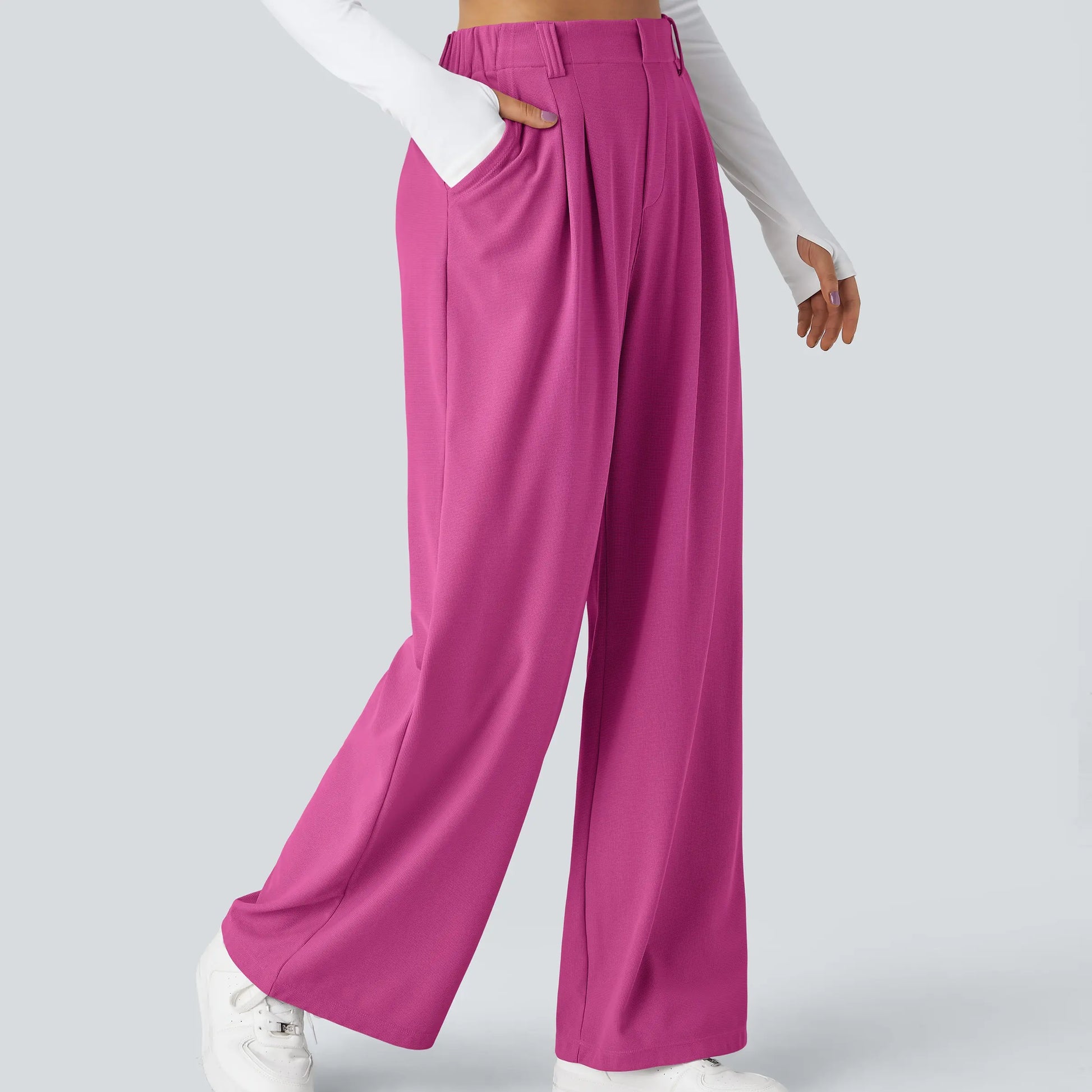 【Creator’S Pick】Halara Flex High Waisted Pocket Wide Leg Waffle Work Pants#Tiktokshopspringglowup