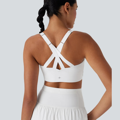 Halara Speedwave Medium Support Push up Crisscross Backless Zipper Adjustable Buckle Quick Dry Running Sports Bra #Summervibes